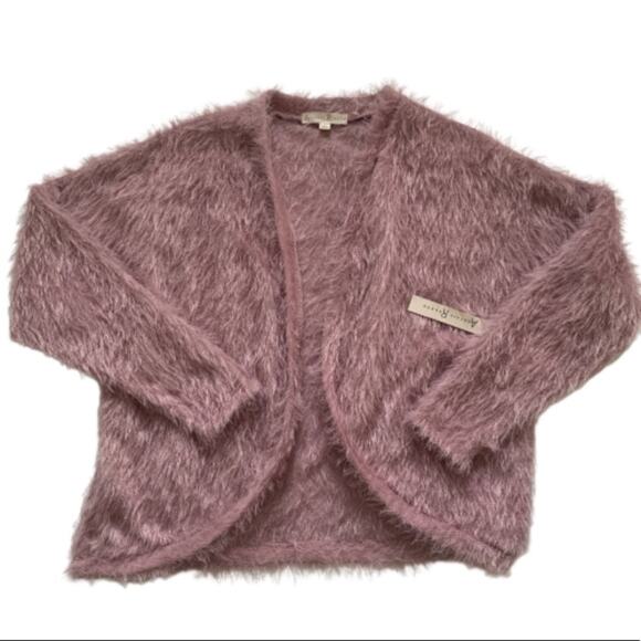 Another Reason Cardigan Sweater Mauve Teddy Bear Fuzzy Soft Open Front Small - Picture 4 of 14